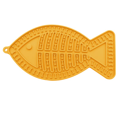 Royal Pets USA Pack Fish Shape Yellow Lick Mat for Dog & Cat Slow Feeder ; Perfect for Food, Treats, Yogurt, or Peanut Butter, Alternative to a Slow Feed Dog Normal Mat.