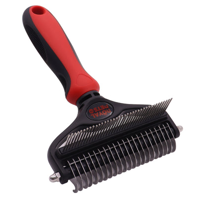 Royal Pets USA Pet Grooming Brush 2-in-1 Dematting & Comb Set Undercoat Rake for Dogs and Cats, New Design, Life-Time Guarantee, Extra Wide Dog & Cats Grooming Brush for Small to Large Breed (Large)
