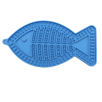 Royal Pets USA Pack Fish Shape Blue Lick Mat for Dog & Cat Slow Feeder ; Perfect for Food, Treats, Yogurt, or Peanut Butter, Alternative to a Slow Feed Dog Normal Mat.