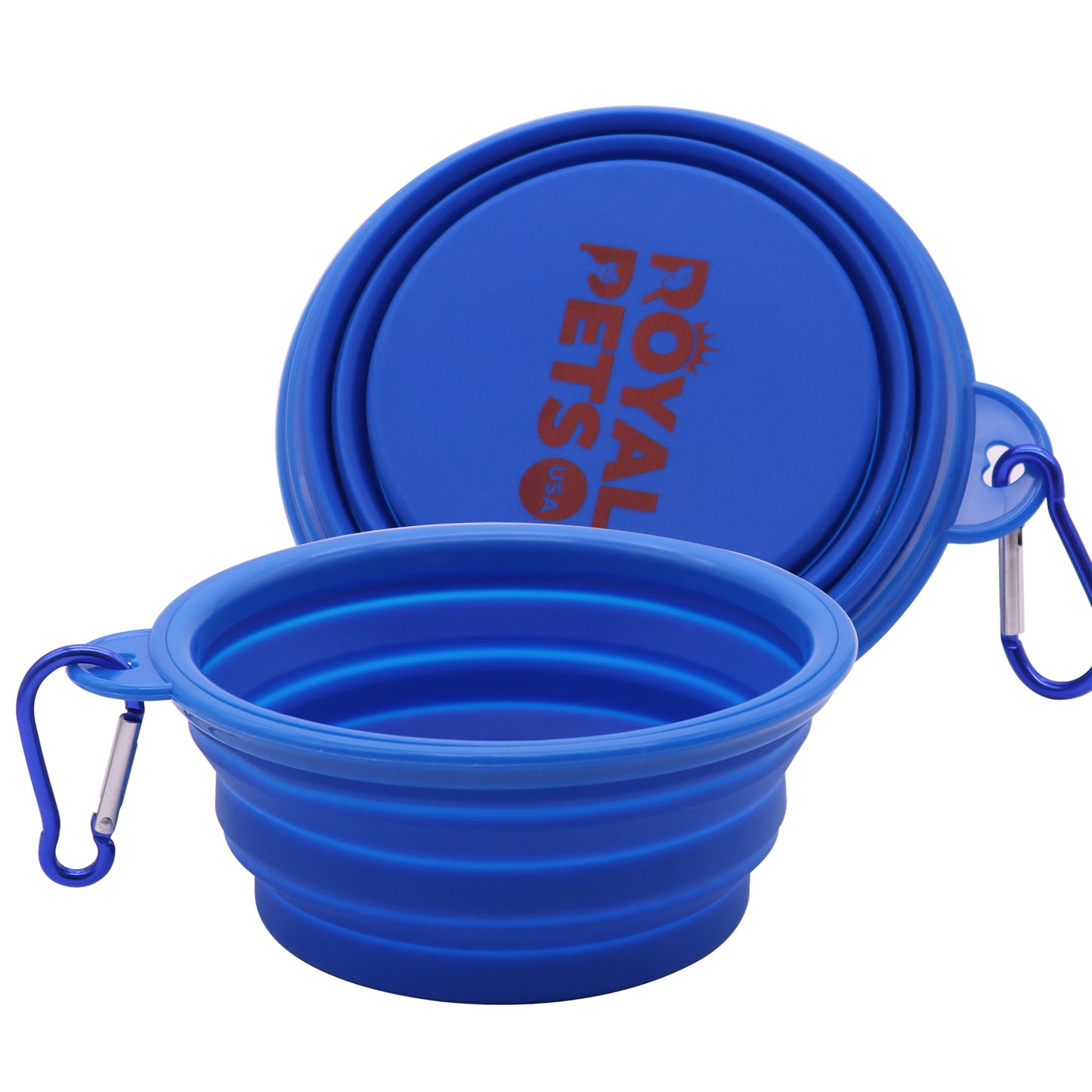 Royal Pets USA Collapsible Dog Travel Bowls, Portable Water Bowl for Dogs or Cats Pet Foldable Feeding Water or Treat for Traveling, Walking & Camping with Carabiner, BPA Free (Blue, 350ml)