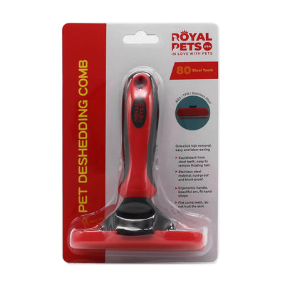 Royal Pets Easy Cleaning Pet Deshedding Rake Red