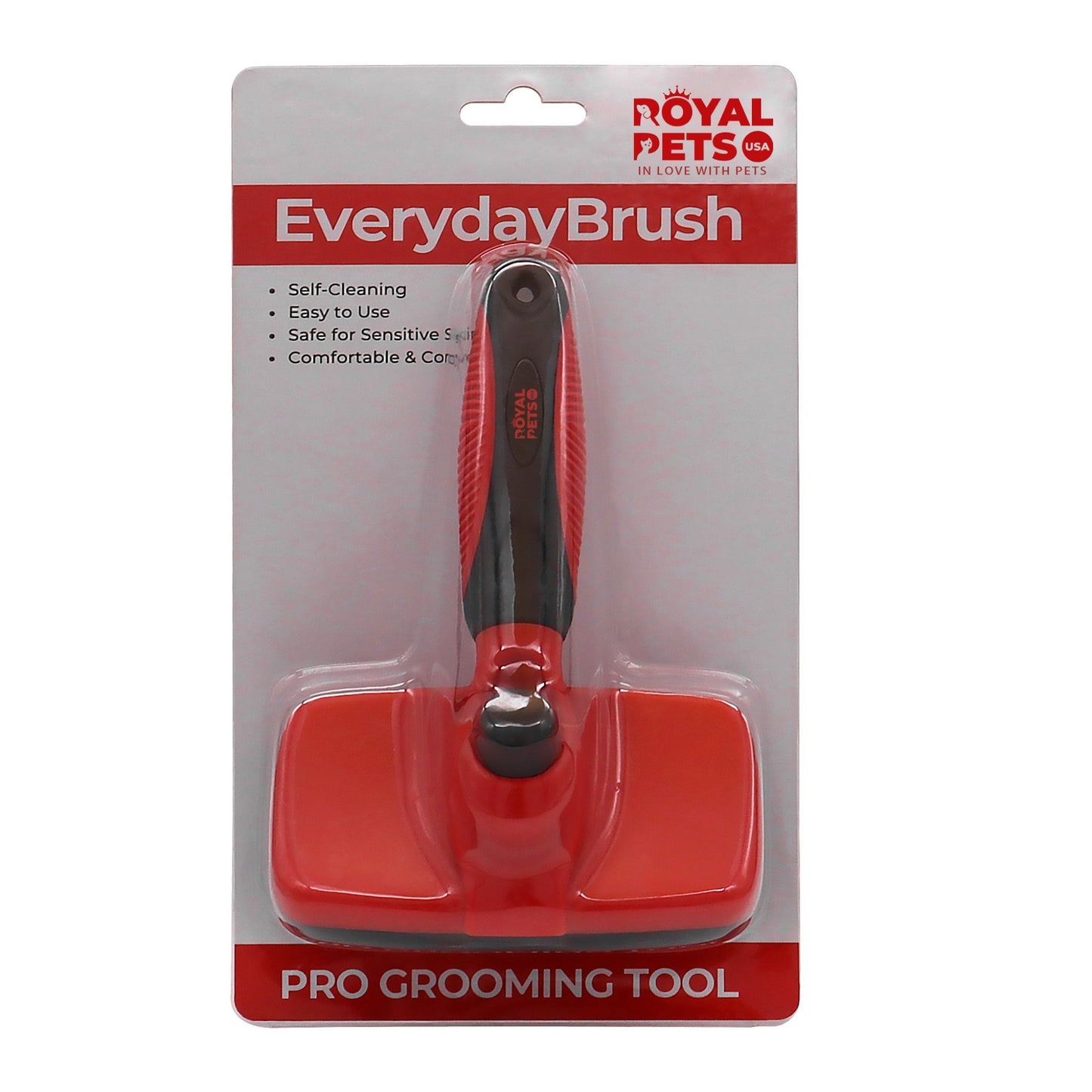 Royal Pets USA Self Cleaning Slicker Pet Brush Grooming and Shedding, Bent Ball Head SS Needles for all Size Dog or Cat - Gently Remove Loose Tangling knot Undercoat Fur Mats -Short to Long Hair.
