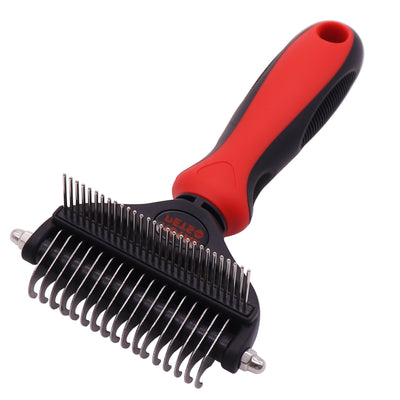 Royal Pets USA Pet Grooming Brush 2-in-1 Dematting & Comb Set Undercoat Rake for Dogs and Cats, New Design, Life-Time Guarantee, Extra Wide Dog & Cats Grooming Brush for Small to Large Breed (Small)