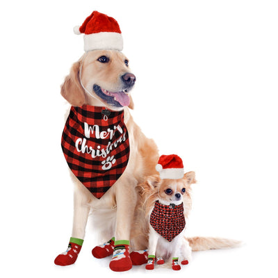 Royal Pets USA Perfect Christmas Costume, Matching Outfit for Dogs and Cats, Including Hats, Bandana, and Sets of Anti-Slip Socks