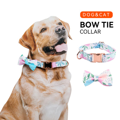 Royal Pets Dog Printed Collar Metal Buckle With Stylish Bow Tie Fashionable - Heavy Duty