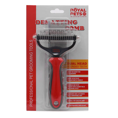 Royal Pets USA Grooming Tool - Professional Double-Sided Undercoat Rake & Extra Wide Grooming Comb, Dual Pack For Dogs & Cats for Shedding Detangling Matted and Knotted Undercoat Hair (Large)