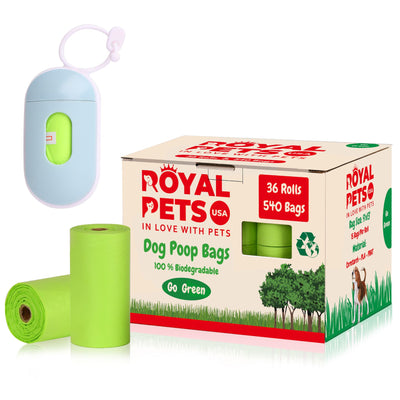 Royal Pets Bolsas para desechos de caca de perro 100% biodegradables, 36 rollos