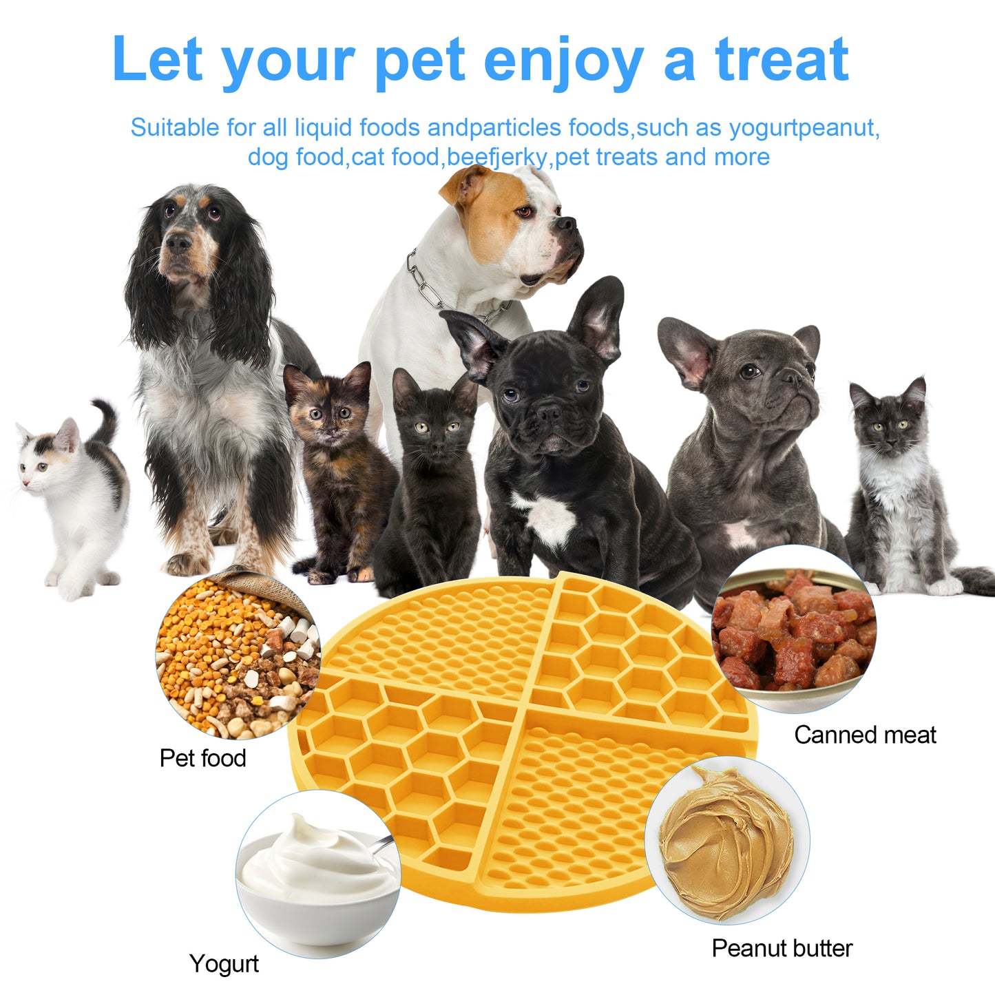 Royal Pets 2-in-1 Silicon Pet Lick Mat with Suction Yellow - Food Grade Safety