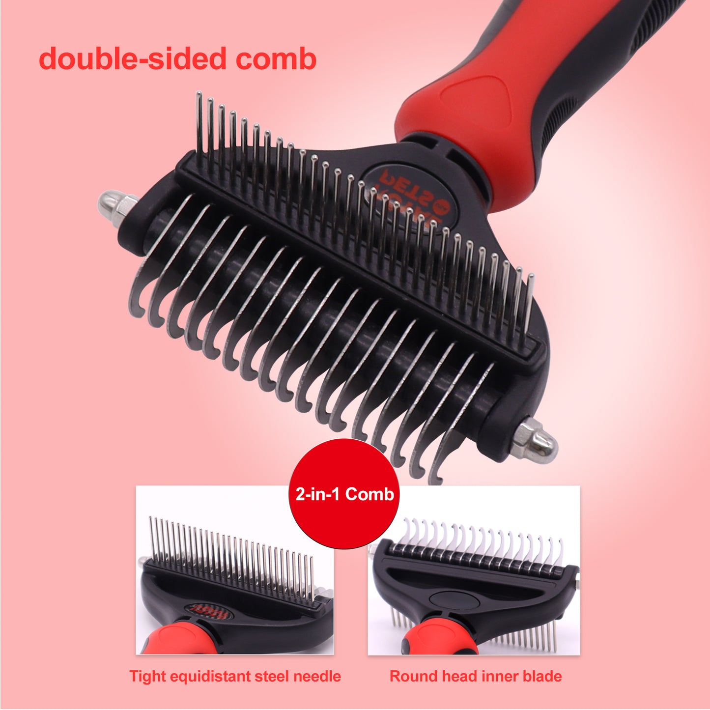 Royal Pets USA Pet Grooming Brush 2-in-1 Dematting & Comb Set Undercoat Rake for Dogs and Cats, New Design, Life-Time Guarantee, Extra Wide Dog & Cats Grooming Brush for Small to Large Breed (Small)