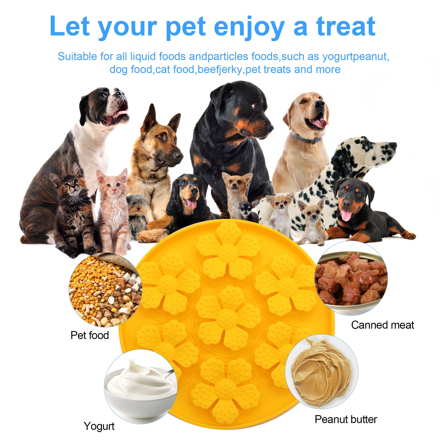Royal Pets Silicone Pet Slow Feeding Lick Mat Round Yellow - Food Grade Safety