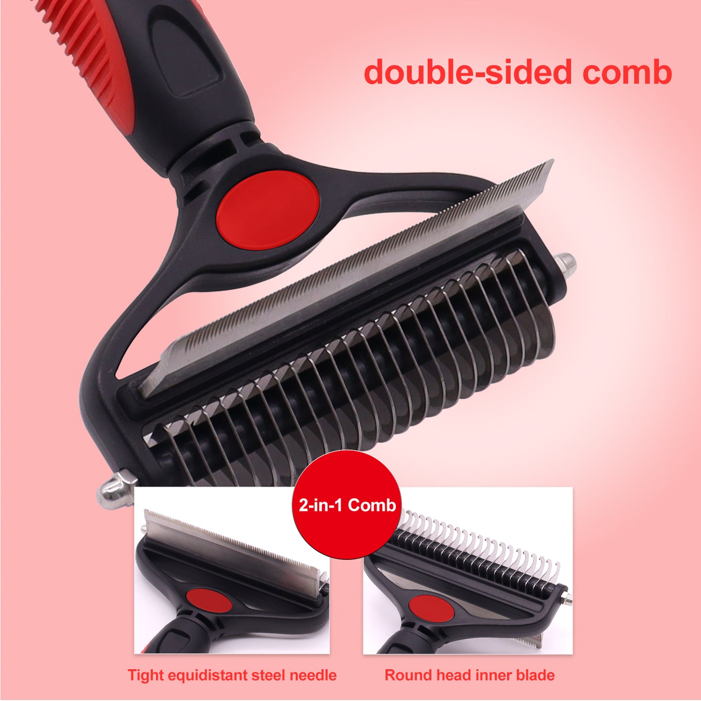 Royal Pets USA Dog Grooming Brush for Shedding 2-in1 Deshedding Tool & Undercoat Rake for Long and Short Hair Dogs with Double Coat - Dematting Comb and Pet Hair Deshedder, Life-Time Guarantee (Large)