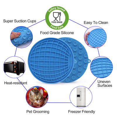 Royal Pets USA Earth Shape Blue Lick Mat for Dog & Cat Slow Feeder ; Perfect for Food, Treats, Yogurt, or Peanut Butter, Alternative to a Slow Feed Dog Normal Mat.