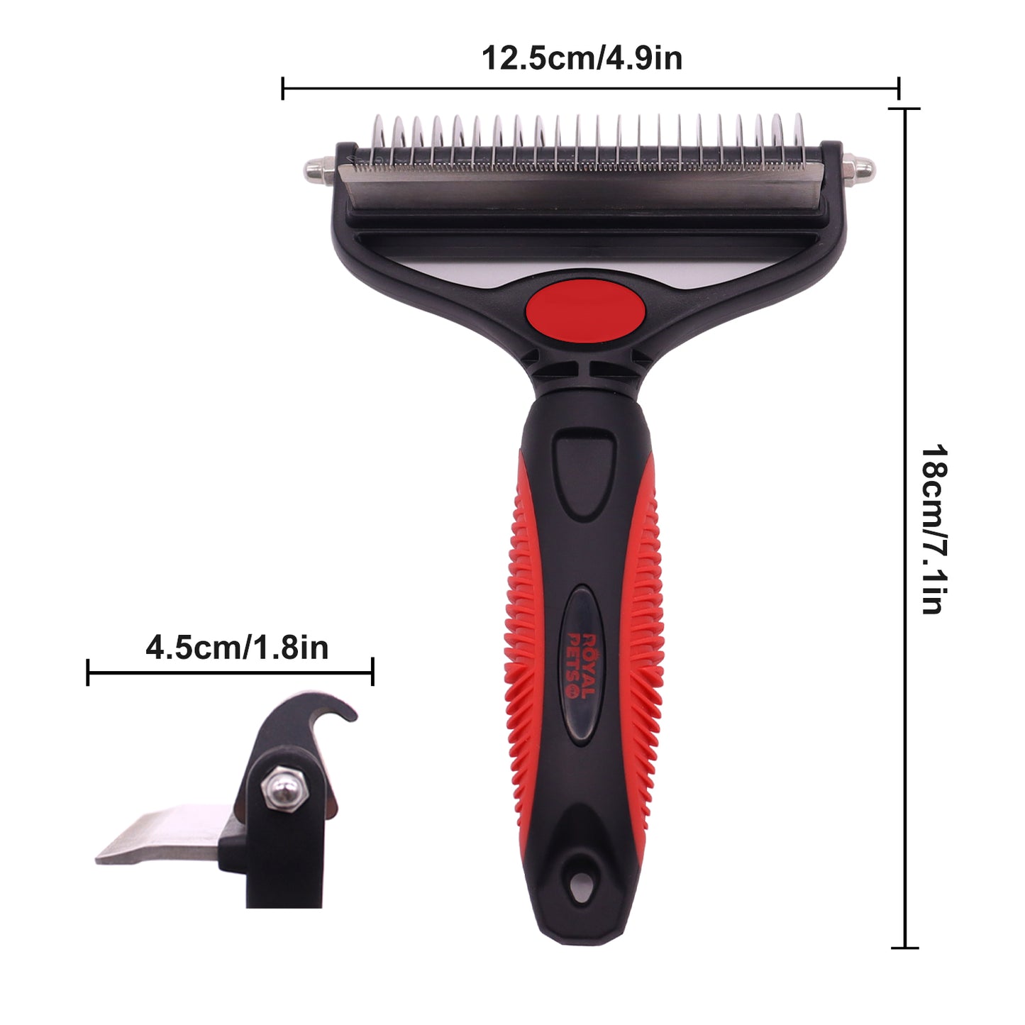 Royal Pets USA Dog Grooming Brush for Shedding 2-in1 Deshedding Tool & Undercoat Rake for Long and Short Hair Dogs with Double Coat - Dematting Comb and Pet Hair Deshedder, Life-Time Guarantee (Large)