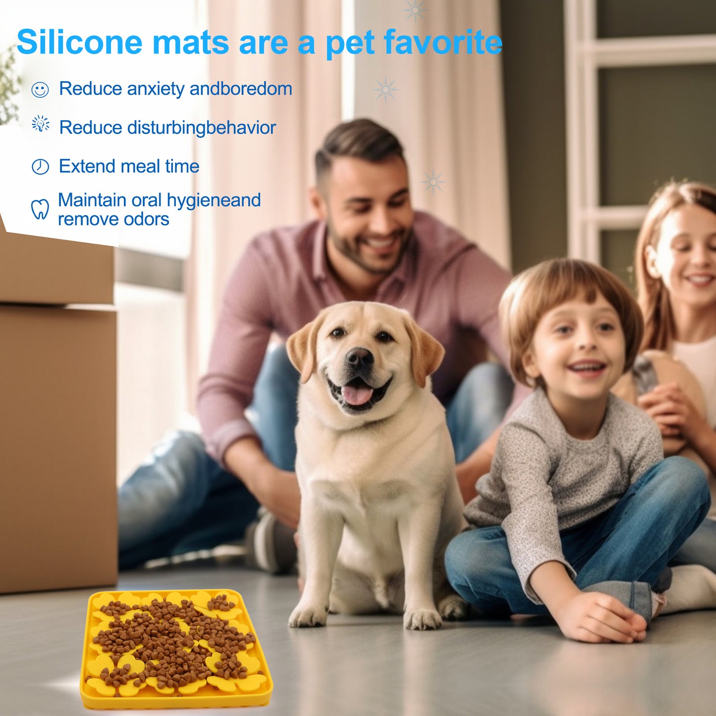 Royal Pets Silicone Pet Square Shaped Slow Feeding Lick Mat Yellow