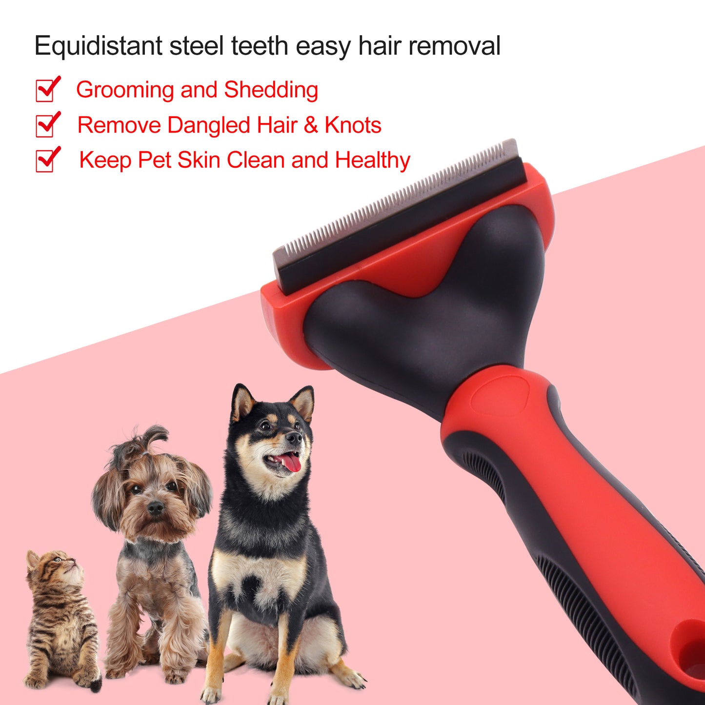 Royal Pets USA Professional Deshedding Brush for Dogs and Cats with Short or Long Hair Effectively Removes Tangles & Dead Hair Up To 95%, Switch Head for Easy Cleaning with Anti-Slip Handle