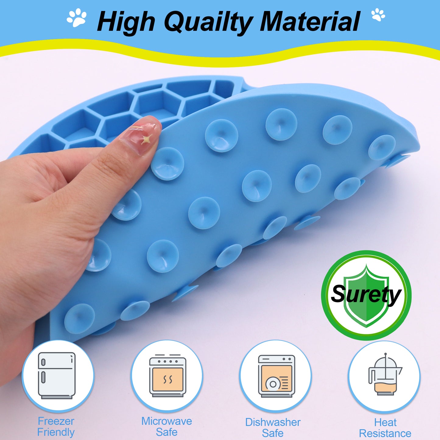 Royal Pets Silicone Pet 2-in-1 Lick Mat Blue -Food Grade Safety