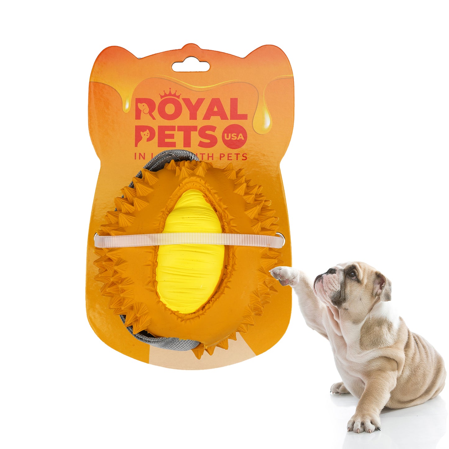 ROYAL PETS USA Indestructible, Durable & Tough Durian Dog Chew Toy for Aggressive Chewers. Slow Treat Dispensing Interactive Toys for S, M & L Breed - 100% NATURAL RUBBER -10000 BITES TESTED - UNIQUE DESIGN FOR ORAL CARE