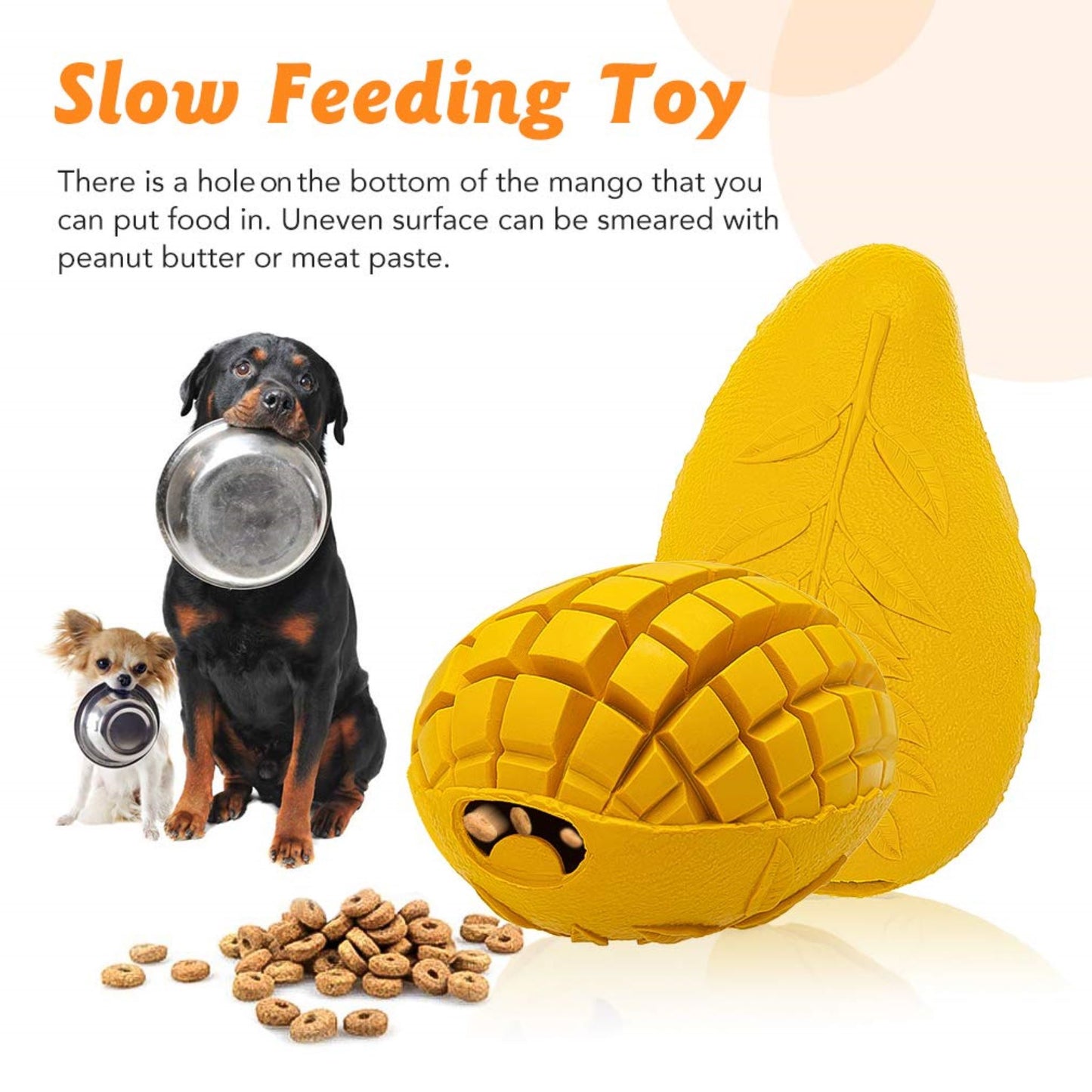 ROYAL PETS USA Indestructible, Durable & Tough Mango Dog Chew Toy for Extreme Aggressive Chewers. Slow Treat Dispensing Interactive Toys for S ,M,L Breed - 100% NATURAL RUBBER -10000 BITES TESTED - UNIQUE DESIGN FOR ORAL CARE
