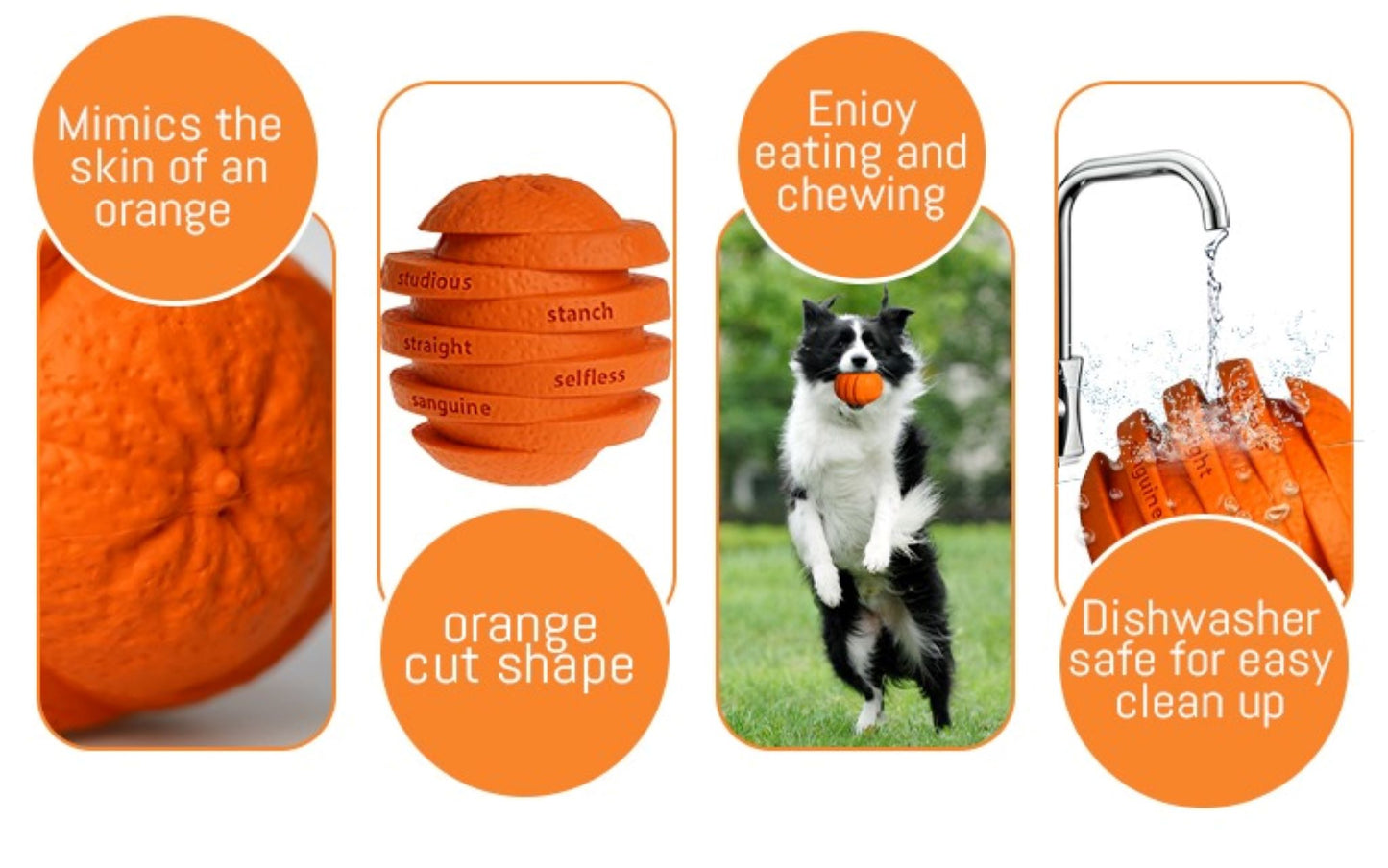 ROYAL PETS USA Indestructible, Durable & Tough Orange Dog Chew Toy for Aggressive Chewers. Slow Treat Dispensing Interactive Toys for S, M & L Breed -100% NATURAL RUBBER -10000 BITES TESTED - UNIQUE DESIGN FOR ORAL CARE