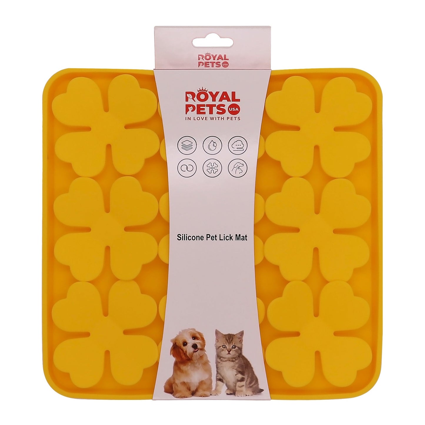 Royal Pets Silicone Pet Square Shaped Slow Feeding Lick Mat Yellow