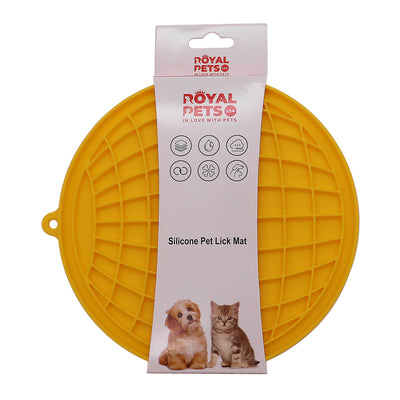 Royal Pets USA Pack Earth Shape Yellow Lick Mat for Dog & Cat Slow Feeder ; Perfect for Food, Treats, Yogurt, or Peanut Butter, Alternative to a Slow Feed Dog Normal Mat.