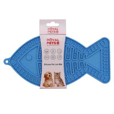 Royal Pets USA Pack Fish Shape Blue Lick Mat for Dog & Cat Slow Feeder ; Perfect for Food, Treats, Yogurt, or Peanut Butter, Alternative to a Slow Feed Dog Normal Mat.