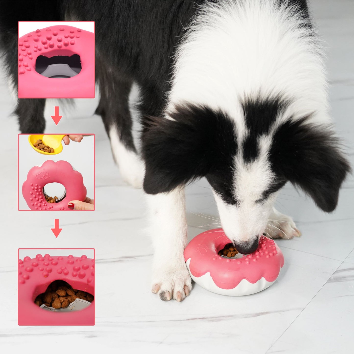 Royal Pets USA Indestructible, Durable & Tough Donut Dog Chew Toy for Aggressive Chewers. Slow Treat Dispensing Interactive Toys for S, M & L Breed-100% NATURAL RUBBER -10000 BITES TESTED - UNIQUE DESIGN FOR ORAL CARE