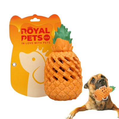 Royal Pets USA Indestructible, Durable & Tough Pineapple Dog Chew Toy for Aggressive Chewers, Slow Treat Dispensing Interactive Toys for S,M & L Breed - 100% NATURAL RUBBER -10000 BITES TESTED - UNIQUE DESIGN FOR ORAL CARE