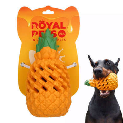 Royal Pets USA Indestructible, Durable & Tough Pineapple Dog Chew Toy for Aggressive Chewers, Slow Treat Dispensing Interactive Toys for S,M & L Breed - 100% NATURAL RUBBER -10000 BITES TESTED - UNIQUE DESIGN FOR ORAL CARE