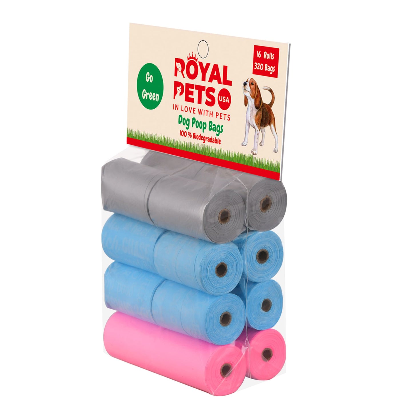 ROYAL PETS USA Poo Bags Eco-Friendly and Reliable. Made from 100% Biodegradable - SAVE EARTH, which Decompose Naturally, Minimizing Pollution. Heavy Duty & Tear Resistant - No more Landfills - ASTM D6400 & EN 13432 CERTIFIED